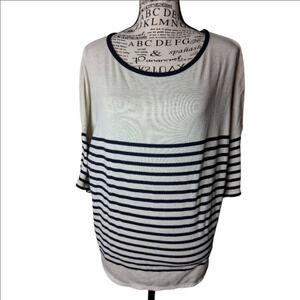 Max Studio Medium Stripe Shirt Womens Blue/cream